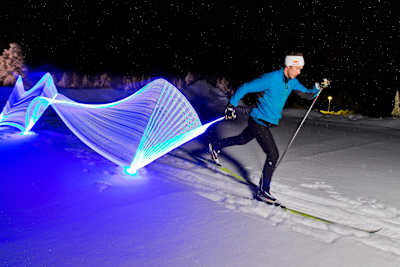 Skiing at night Skiing at night