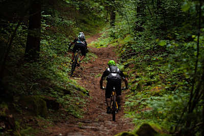 Felippe Zoffoli and Cristian Vender riding in Val di Sole, Italy on June 12, 2018.