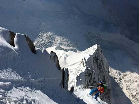 David Lama abseiling off the South East ridge of Annapurna III in Nepal.
