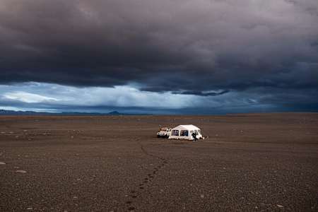 The winds became so powerful the group slept in a tent tied down by the 4x4