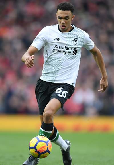 An image of footballer Trent Alexander-Arnold making his Premier League debut at Old Trafford in 2017.