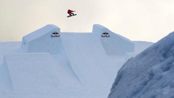 Craig McMorris snowboards at Grouse Mountain.