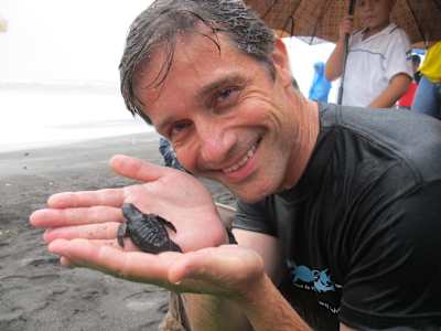 Cousteau at the 'Plant a Fish' sea turtle project
