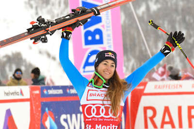 Sofia Goggia (ITA) seen at the women's Super G in the FIS Alpine Skiing World Cup in St Moritz, Switzerland on December 11, 2021