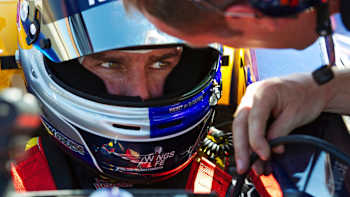 Tom Cruise in the cockpit of the Red Bull Racing show car