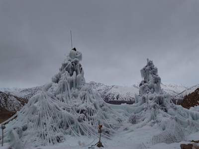Rising up from the ground, the glacier's resemble works of art