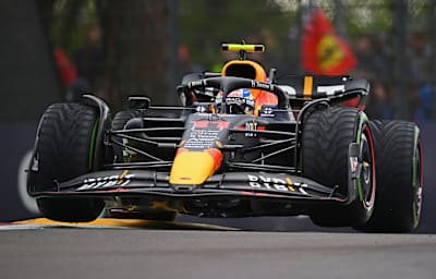Sergio Perez driving the Oracle Red Bull Racing RB18 on track during the F1 Grand Prix of Emilia Romagna at Autodromo Enzo e Dino Ferrari on April 24, 2022 in Imola, Italy.
