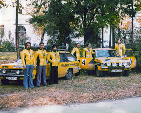 Walter Röhrl y el equipo Opel en el Europeo de 1974, Rally.