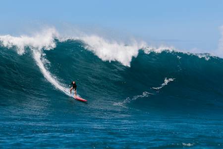 Rochelle Ballard surfs at Red Bull Magnitude 2023 at Waimea Bay, Oahu, HI