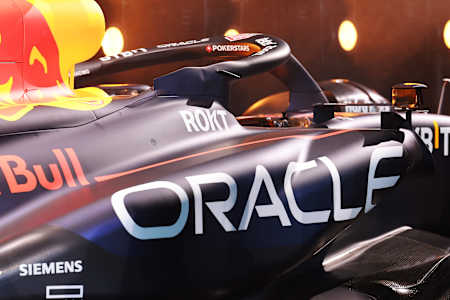 Close up of the Oracle Red Bull Racing RB19 that was unveiled during the Oracle Red Bull Racing Season Launch 2023 at Classic Car Club Manhattan on February 03, 2023 in New York City. 