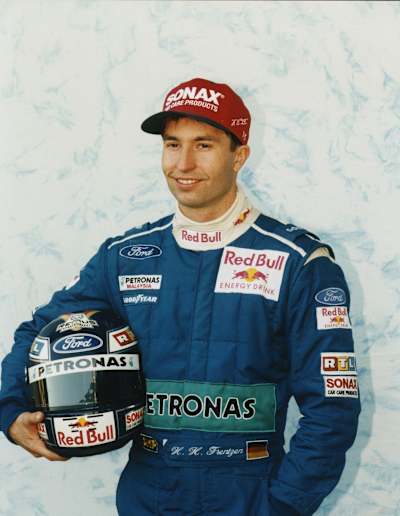 Heinz-Harald Frentzen poses for a photo as a driver of the Red Bull Sauber F1 team.