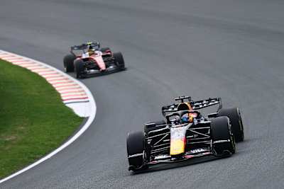 Max Verstappen on track during the Sprint ahead of the F1 Grand Prix of Netherlands at Circuit Zandvoort on August 22, 2026 in Zandvoort, Netherlands.