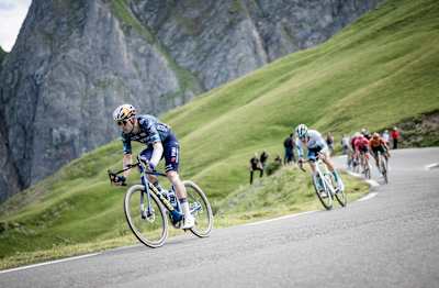 Wout Van Aert coming over the Col du Tourmalet on Stage 14 of the 111th Tour de France on July 13, 2024.