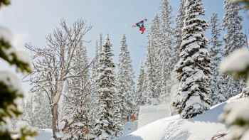 Travis Rice filming for Art of Flight in Jackson Hole, WY, USA on February 11, 2011