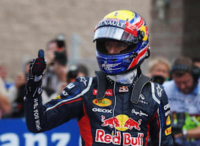 Mark Webber comemora a pole no GP da Coreia do Sul de 2012