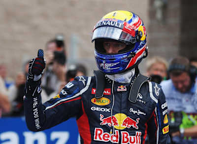Mark Webber comemora a pole no GP da Coreia do Sul de 2012