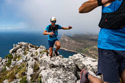 Ryan Sandes and Kane Reilly run during the Lighthouse To Lighthouse run in Cape Town, South Africa on February 19, 2021. 