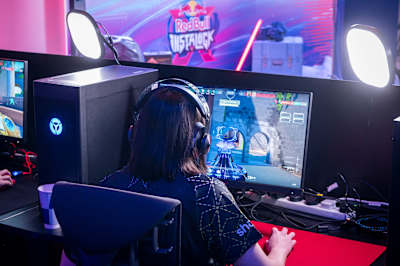 meL vu lors de la première journée du Red Bull Instalock à la Red Bull Gaming Sphere, à Londres, au Royaume-Uni, le 20 avril 2024.