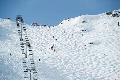 Venue of Red Bull Bataille des Bosses in Champery, Switzerland, on March 11, 2017.