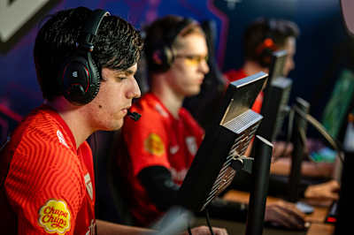 Fit1nho (L) of Vodafone Giants competes during Red Bull Home Ground day 1 at the Gaming Sphere, London, UK on November 4, 2021.