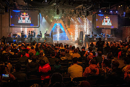 Winners 100 Thieves celebrate winning Red Bull Home Ground 2022 in Manchester, UK, on December 11, 2022.