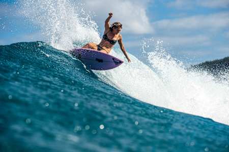 Stephanie Gilmore surfs at Rocky Point in Haleiwa, USA on December 12th, 2018