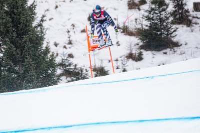 Lindsey Vonn during the women's Downhill of FIS Ski Alpine World Cup in Tarvisio, Italy in January, 2026.
