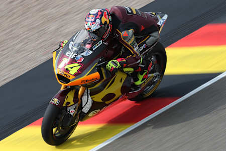 Tony Arbolino performs at the German MotoGP at Sachsenring, Germany on June 16, 2023.