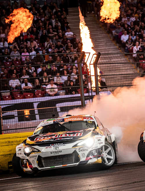 Conor Shanahan lors de la grande finale des Drift Masters à Varsovie (Pologne), le 13 septembre 2025