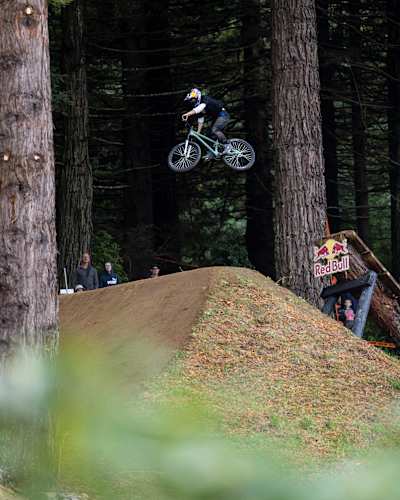 Harriet Burbidge-Smith soars on her bike at Crankworx Rotorua 2024