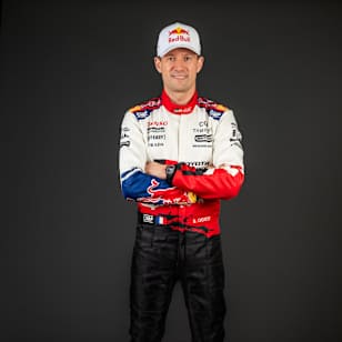 Sébastien Ogier pictured in his new race suit ahead of the 2026 WRC season. 