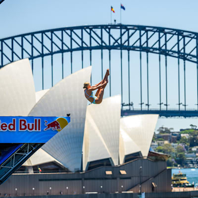 In 2024, Stella Forsyth dives from Sydney Opera House platform