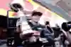 Max Verstappen celebrates after winning hsi debut race with the Team