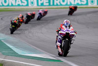 Jorge Martin in action at the MotoGP™ race in Sepang, Malaysia on November 12, 2023. 
