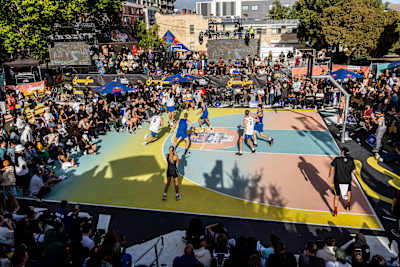 Players compete in the Red Bull Half Court competition in Melbourne, Australia on February 4, 2023