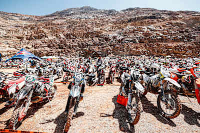 Hard enduro bikes at the Red Bull Erzbergrodeo.