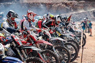 Riders line up at the start of the 2022 Red Bull Erzbergrodeo.