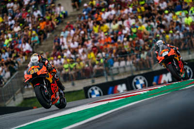 Brad Binder (KTM, South Africa) races during the MotoGP World Championship in Spielberg, Austria on August 15, 2021 