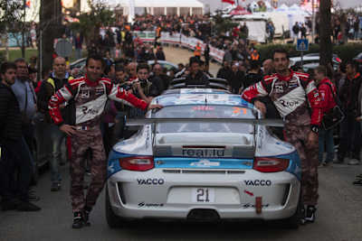 Romain Dumas (FRA) seen during the FIA World Rally Championship 2017 in Bastia, France on April 6, 2017 