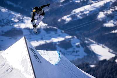 Brock Crouch performing during the Qualification of the Laax Open Wolrd Cup in Laax Switzerland on January 13, 2022.