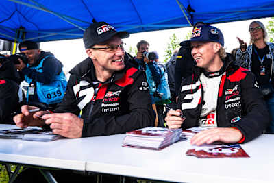Jari-Matti Latvala, Kalle Rovanperä (FIN) Of team TOYOTA GAZOO RACING WRT seen during the World Rally Championship Finland in Jyvasküla, Finland on 31,July. 2024