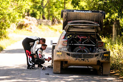 Sebastien Ogier (FRA), Vincent Landais (FRA) of team TOYOTA GAZOO RACING WRT are seen during the World Rally Championship Sardinia in Alghero, Italy on 1 June, 2024
