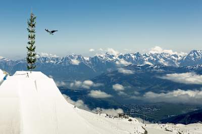 Terje Haakonsen performs during the Hippie Jump at Kitzsteinhorn in Kaprun, Austria on April 30, 2014.