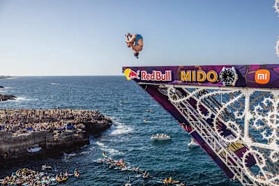 Maria Paula Quintero of Colombia dives from the 21.5m platform