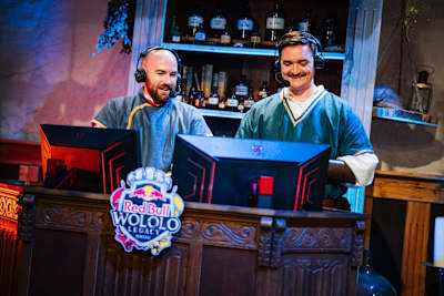 Dave and T90Official having fun while casting at Red Bull Wololo in Heidelberg, Germany on October 21, 2022. 