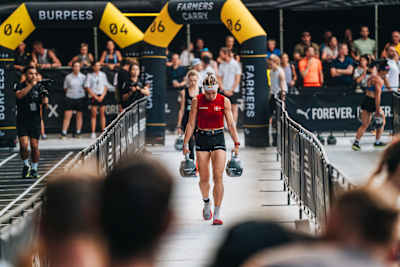 Ida Mathilde, Red Bull athlete, performs at the Hyrox World Championship in Nice, France, on June 9, 2024. 