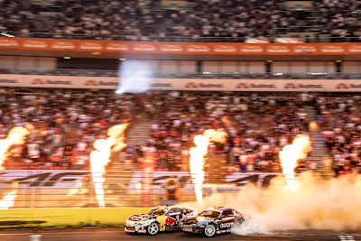 Conor SHANAHAN und Paweł KORPULIŃSKI sind während des Red Bull Drift Masters Grand Finales in Warschau am 13. September 2025 Warschau, POL
