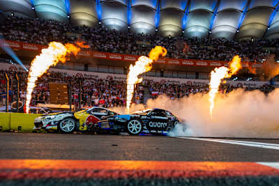 Conor Shanahan and Pawel Korpulinski seen during the Drift Masters Grand Finale in Warsaw, Poland on September 13, 2025