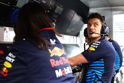 Stephen Knowles looks on from the pitwall during Sprint Qualifying at the F1 Grand Prix of Brazil at Autodromo Jose Carlos Pace on November 01, 2024