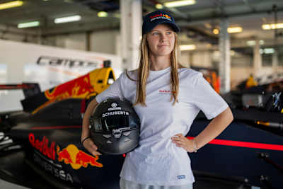 Chiara Bättig poses for a portrait during the Red Bull Driver Search in Estoril, Portugal on August 5, 2025.
